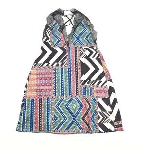 Victorias Secret Boho Patchwork Babydoll Lingerie Dress Small Multicolored Black